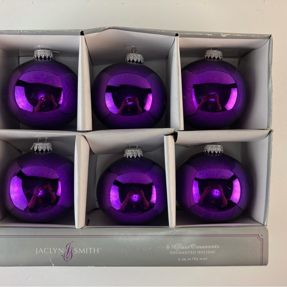 Jaclyn Smith Purple Glass Holiday Ornaments - Set of 6